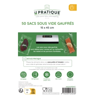 Sacs Sous Vide Gaufres 15 X 45 Cm - Poche De 50 Sacs - LE PRATIQUE