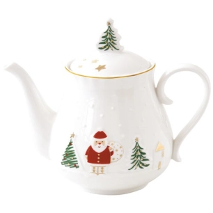 coffret theiere en porcelaine en boit 85 cl - let it snow - pozzi milano spa
