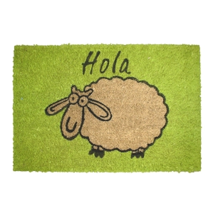 paillasson en noix de coco peinte avec motif de moutons, 60 x 40 cm