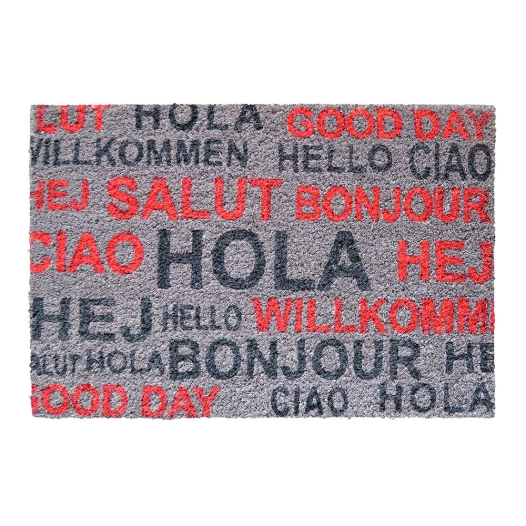paillasson en noix de coco peinte avec motif de bienvenue, 60 x 40 cm