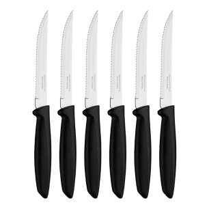 couteaux dentelés à viande, plenus, noir, 6 unités