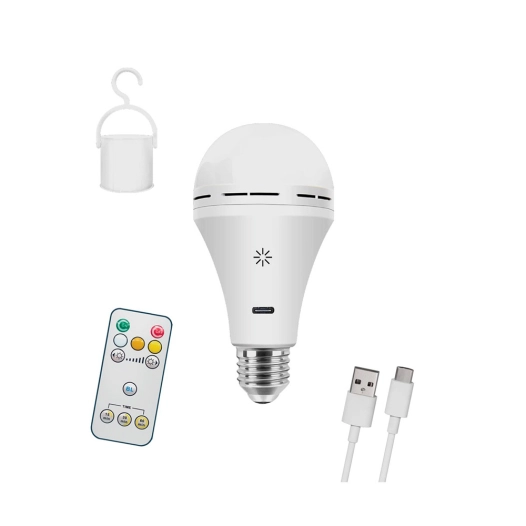 ampoule led, rechargeable usb, e27, 6 w, 3cct, dimmable, 500 lm