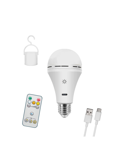 Ampoule LED Rechargeable E27 Éclairage autonome et polyvalent avec recharge USB. - CRISTALRECORD