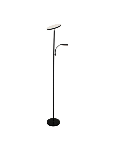 Lampadaire LED Dencel Noir Éclairage LED dimmable 3CCT avec liseuse, design moderne - CRISTALRECORD