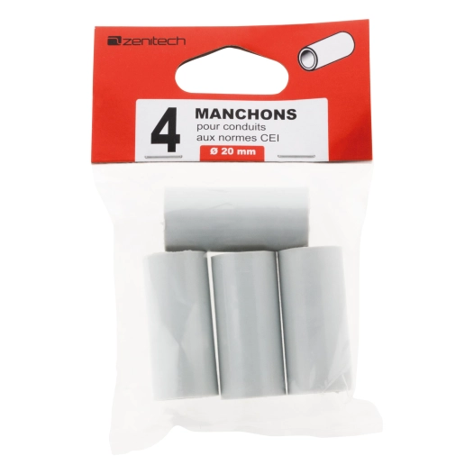 4 manchons pour conduits Ø 20mm - gris