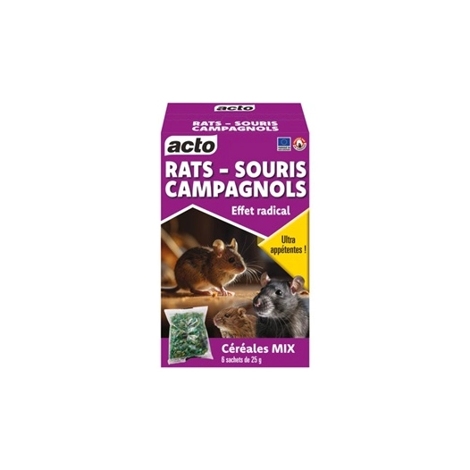 acto céréales mix rats souris campagnols 6 x 25 g - acto