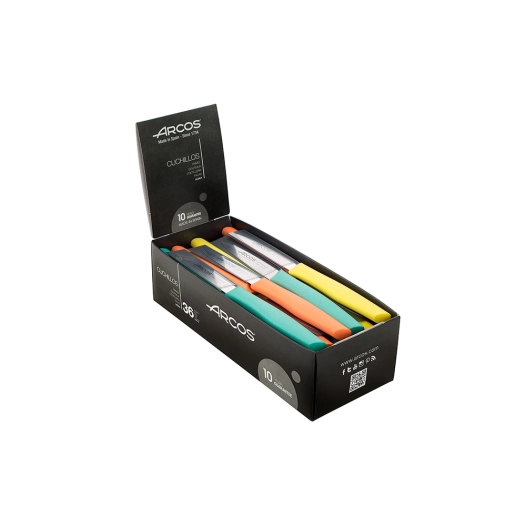 couteaux d'office série nova, couleurs assorties, présentoir 36 pièces
