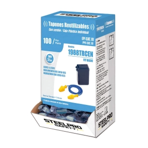 bouchons d'oreille fit basic réutilisables en tpr avec cordon, boîte 100 unités