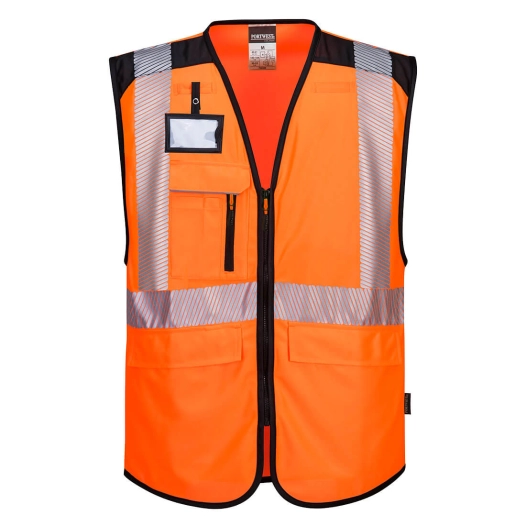 Gilet Multipoches haute-visibilité PW3 couleur : Orange/Noir taille XXL - PORTWEST