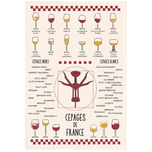 torchon vins et cepages ecru 48x72 - sde ld