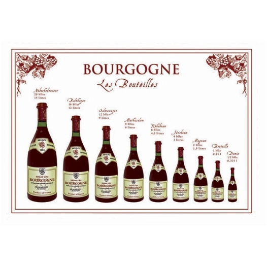 torchon bouteilles bourgogne blanc 48x72 - sde ld