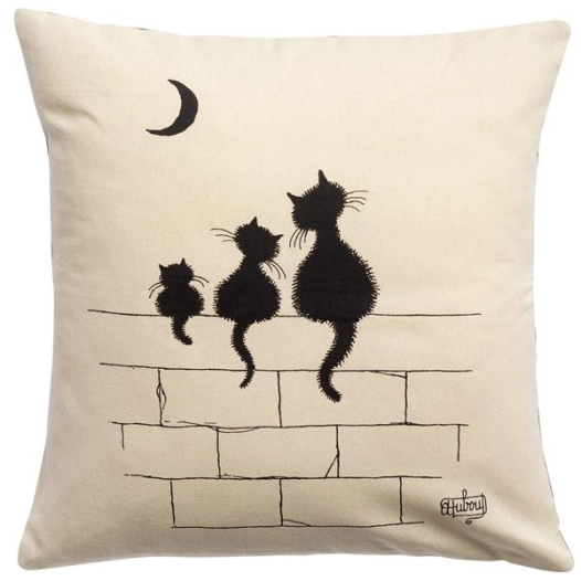 coussin dubout 3 chats ecru 45x45 - sde ld