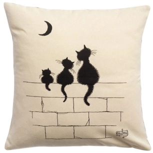 coussin dubout 3 chats ecru 45x45 - sde ld