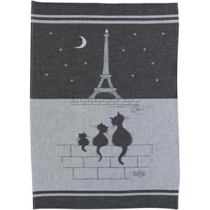 torchon jacquard chats tour eiffel ombre 50x70 - sde ld