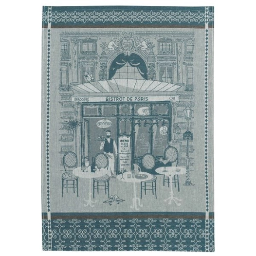 torchon jacquard bistrot bleu 50x70 - sde ld