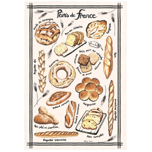torchon pains de france ecru 48x72 - sde ld