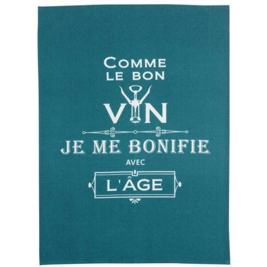 torchon message comme le bon vin paon 50x70 - sde ld