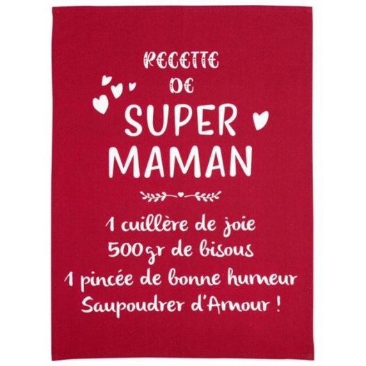 torchon message super maman rouge 50x70 - sde ld