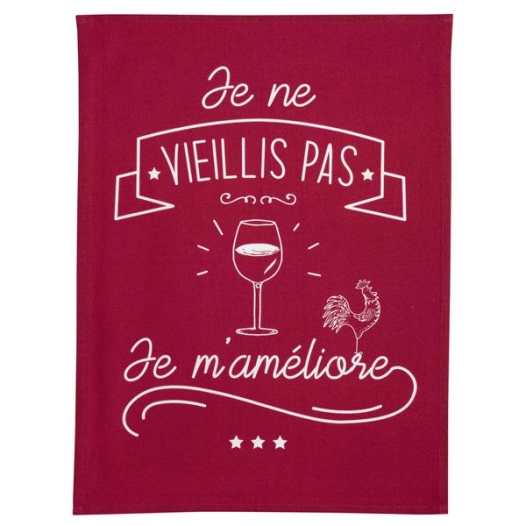 torchon je m'ameliore rouge 50x70 - sde ld