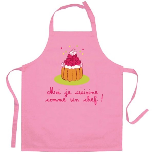 tablier enf je cuisine comme un chef rec rose 52x63 - sde ld