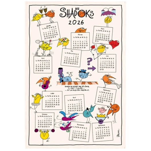 torchon shadoks calendrier 2026 ecru 48x72 - sde ld