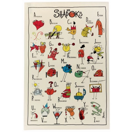 torchon shadoks abecedaire ecru 48x72 - sde ld
