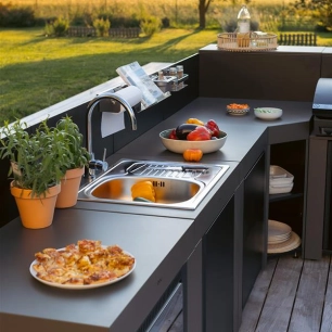 plateau ã‰vier rectangulaire gris cargo plateau avec dã‰coupe pour ã‰vier rectangulaire avec ã‰goutoir - eno pem