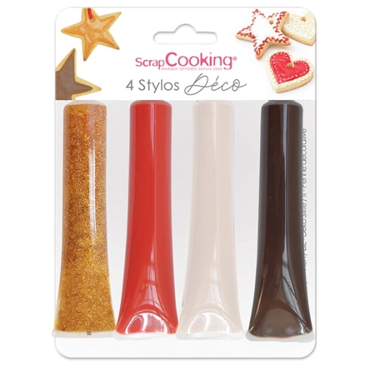 lot 4 stylos deco or, choco, blanc, rouge 4x25g - carambelle - ld