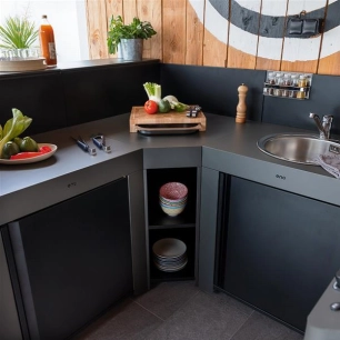 plateau 80x80 cm gris cargo plateau dangle pour module de cuisine dangle 80 x 80 noir et inox - ã‰tagãˆre - eno pem