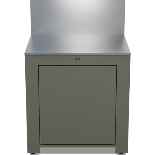 modulo 80 plan inox + crã©dence - acier galva tc - porte push-pull + soft close - pieds rã©gl. - gaz 6-13 kg - sauge - eno pem