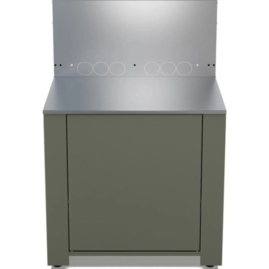 modulo 80 plancha - plateau surbaissã© - plan + crã©dence inox recuit - porte push-pull + soft close - gaz 6-13 kg - sauge - eno