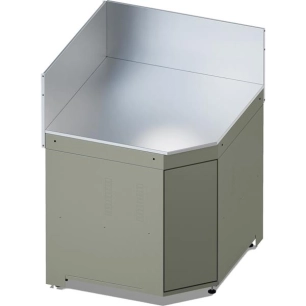 modulo angle 80 - acier galva - 2 plans + 2 crã©dences inox - porte push-pull + soft close - ã‰tagã¨re - pieds rã©gl. - saug - e