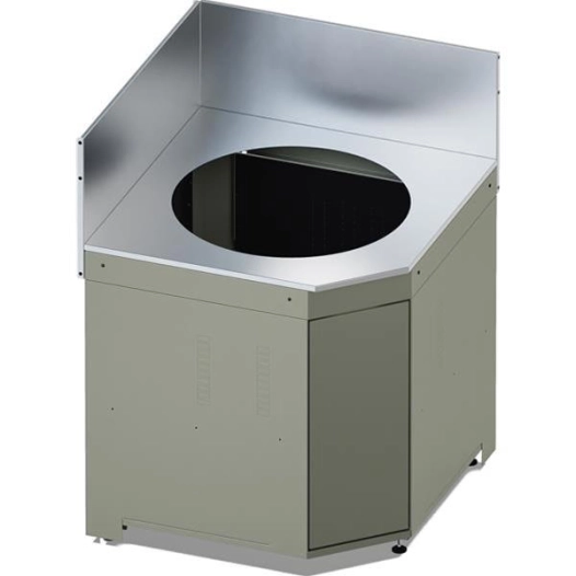 cuisine ext modulaire - acier galva - plan + crã©dences inox - porte push pull soft close - 4 pieds rã©gl - compat kamado - eno