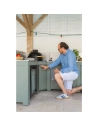 cuisine ext modulaire - acier galva - plan + crã©dences inox - porte push pull soft close - 4 pieds rã©gl - compat kamado - eno