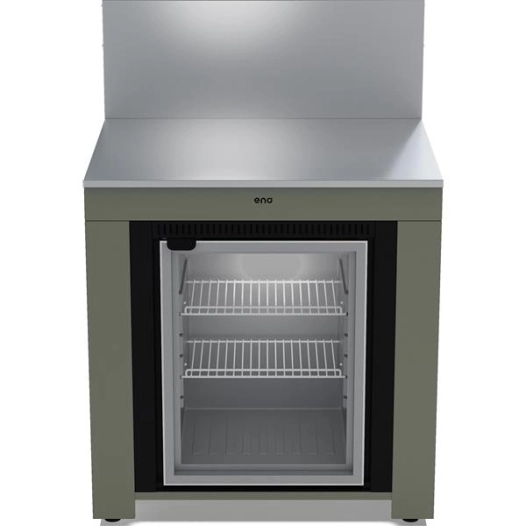 cuisine ext. modulaire - frigo encastr. 75 l tropic. cl. t - 2 clayettes - led - kit encastr. incl. - pieds rã©gl. - saug - eno