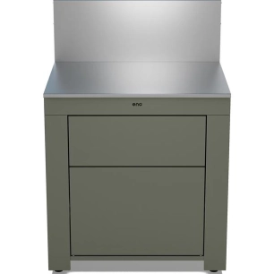 cuisine ext. modulo 80 - plan + crã©dence inox marin recuit mat - 2 tiroirs push-pull soft close - 4 pieds rã©gl. - opt ho - eno