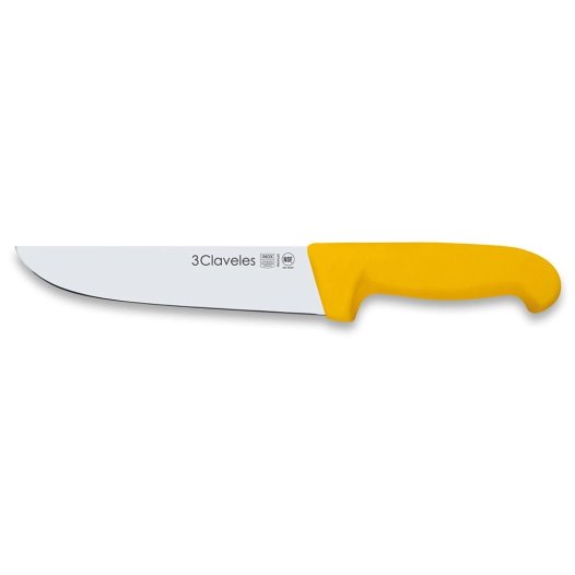 couteau de boucher fin, manche jaune proflex, 18 cm
