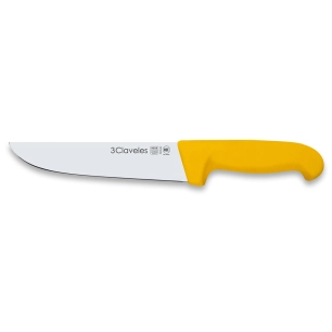 couteau de boucher fin, manche jaune proflex, 18 cm