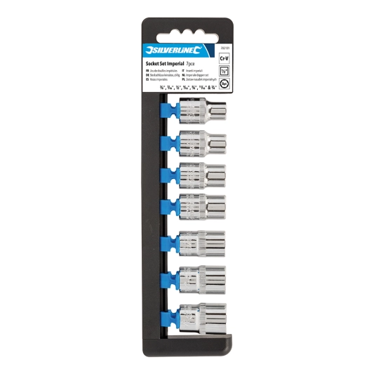 jeu de douilles af 1/2, 6 pans, 7 pcs - 3/8 - 3/4 - silverline