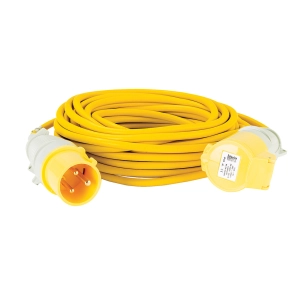 rallonge électrique jaune, 2,5 mm², 32 a, 14 m - 110 v - defender