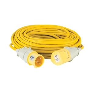 rallonge électrique jaune, 4 mm², 32 a, 25 m - 110 v - defender