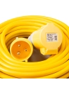 rallonge électrique jaune, 4 mm², 32 a, 25 m - 110 v - defender