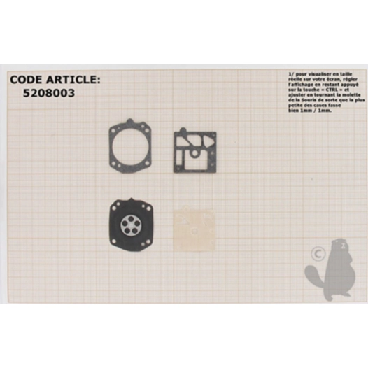 kit membranes et joints carburateur adaptable echo modèles cs453, cs500, cs601, cs610, cs5000 - emak modèles 2051 - homelite mod