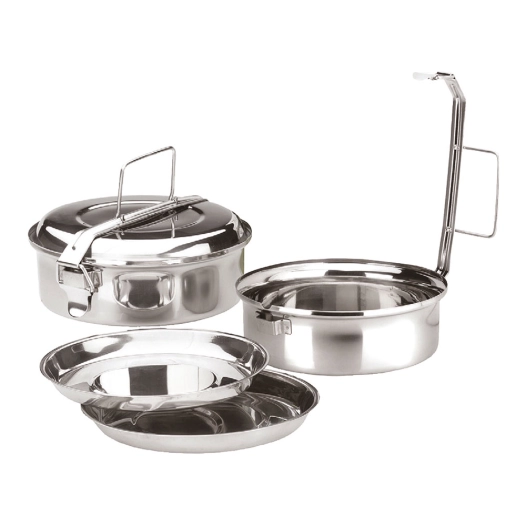 boîte à déjeuner en acier inoxydable avec 2 assiettes ø16 cm