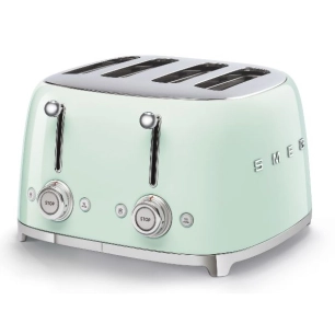 toaster 4tranches annees 50 6niveaux 3prog acier embouti vert d eau - smeg pem