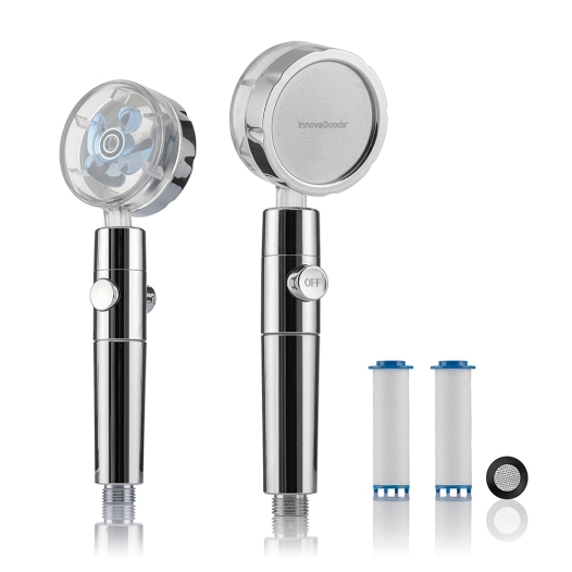 pomme de douche avec hélices de pression et filtre purificateur, heliwer