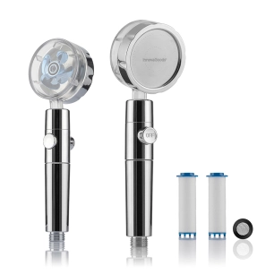 pomme de douche avec hélices de pression et filtre purificateur, heliwer