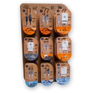 présentoir pour chargeurs eko, contient 27 produits, 40 x 15 x 60 cm