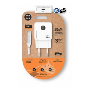 chargeur rapide gan 20 w + câble usb-c blanc