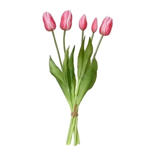 bouquet de tulipes roses en polypropylène, 15 x 15 x 40 cm